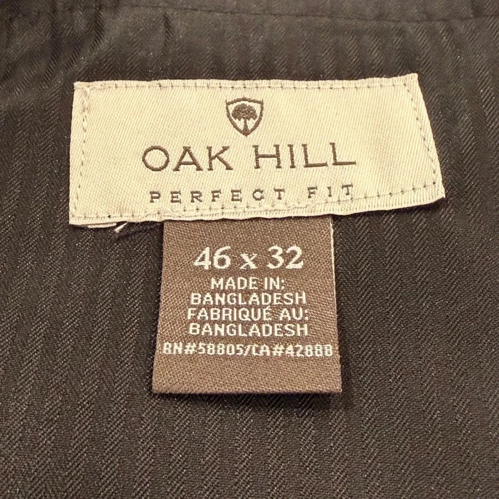 Oak Hill Perfect Fit Mens 46x32 Grey Windowpane Plaid‎ Dress Pants Trousers